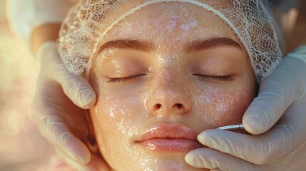 Naklejka premium Professional Facial Treatment for Radiant Skin at a Beauty Clinic
