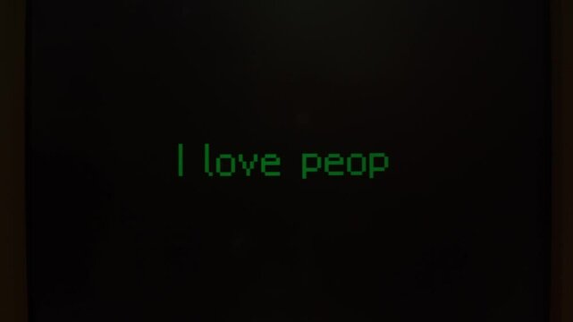 Retro pc with loading code console, programmer making scripts, green basic screen, Old computer studio close-up, Desktop vintage retro wave display, late 90s PC.