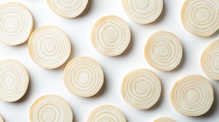Obraz premium Natural wood slices arranged in pattern showcase unique grain te