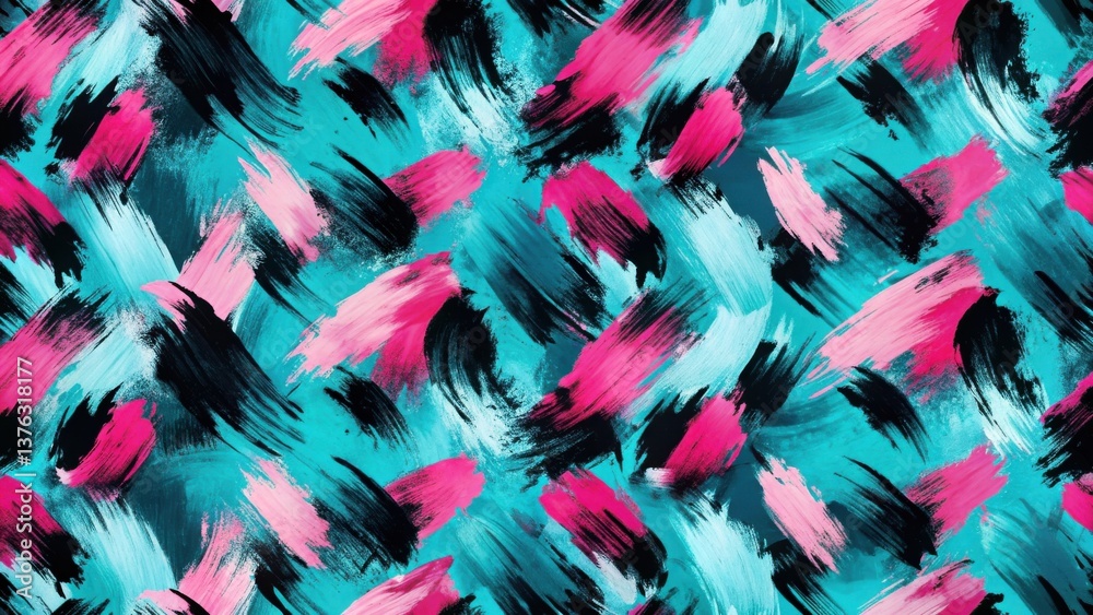 Poster abstract swirls of vivid pink, teal, and black paint a dynamic and energetic textured background for