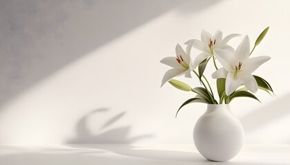 Elegant White Lilies in a Simple Vase with Soft Shadow Play