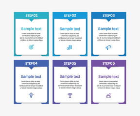 Infographic design business template with 6 options or steps. Can be used for workflow layout, diagram, annual report, web design	
