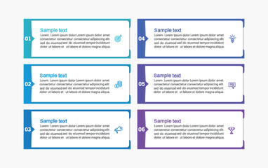 Infographic design business template with 6 options or steps. Can be used for workflow layout, diagram, annual report, web design	
