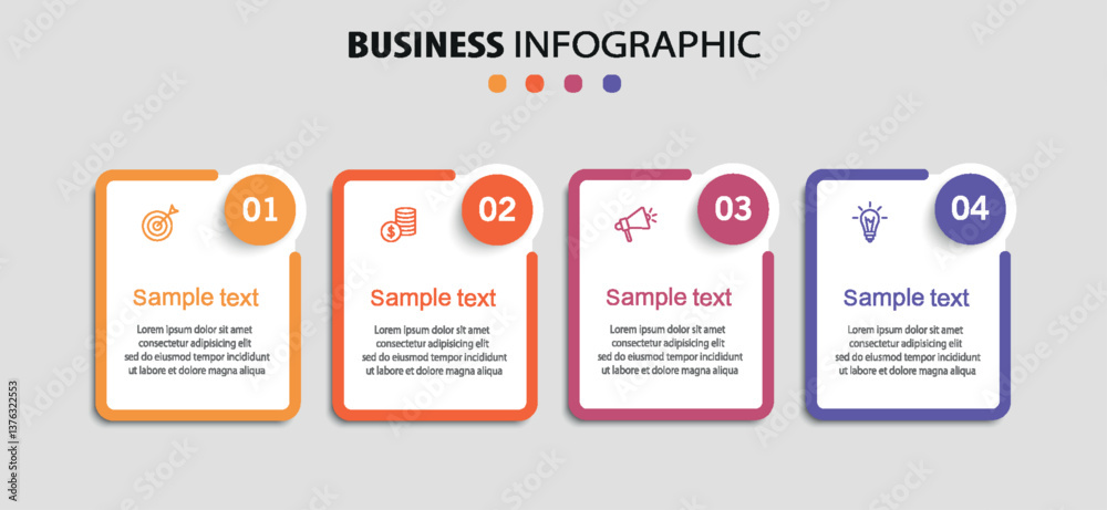 Wall mural business vector infographic template with 4 options or steps. can be used for workflow layout, diagr