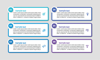 Infographic design business template with 6 options or steps. Can be used for workflow layout, diagram, annual report, web design	
