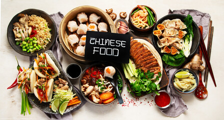 Assorted dishes of traditional Chinese cuisine.