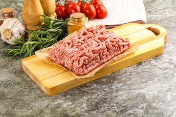 Raw uncooked red minced meat