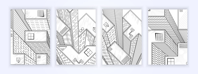 cover design skyscrapers with neat geometric architectural details