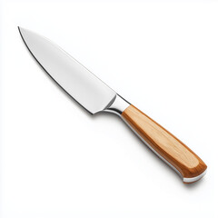 Fototapeta premium Stainless steel kitchen knife with polished wooden handle