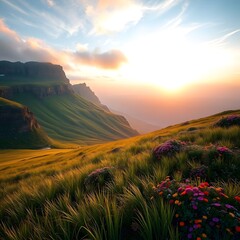 Majestic Drakensberg Mountains at Sunset