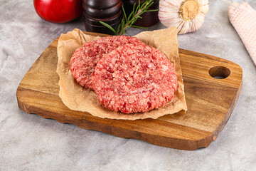 Raw round beef cutlet minced meat