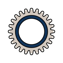 Gear Flat design style, a circular toothed mechanism, symbolizing machinery, engineering, and industrial-themed visuals.