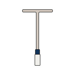 T-bar Wrench Flat design style, a long-handled wrench for loosening and tightening bolts, perfect for mechanical and technical repair illustrations.