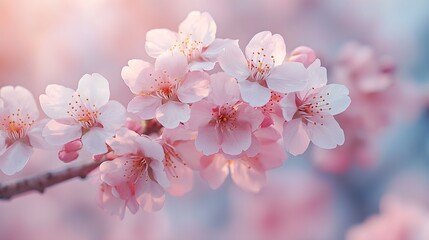 Obraz premium Pink Flowering Branch in Vintage Style