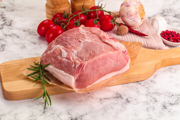 Raw pork meat piece for cooking