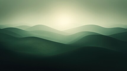 Serene Green Hills Under a Misty Sunrise