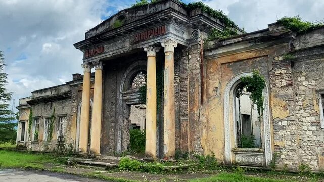 abandoned railway station "Tkuarchal" in the mountains