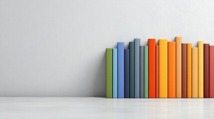 Naklejka premium Colorful Bookshelf Against a White Wall