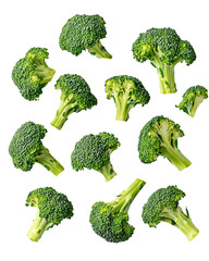 Fresh Green Broccoli Florets on Transparent Background, PNG