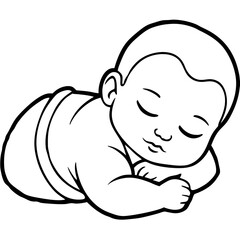 Sleeping Baby icon on white background 