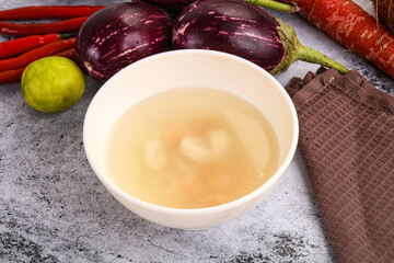Light seafood soup with prawns