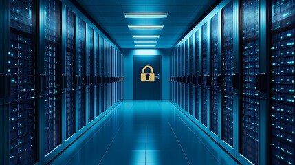 Fototapeta premium Circuit board digital encryption system secure padlock firewall technology high resolution picture