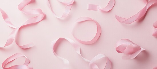 Fototapeta premium Whispers of Pink:Pastel Pink Petals with Floating Bows