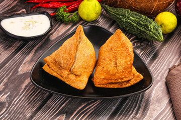 Indian cuisine - stuffed samosa pastrie