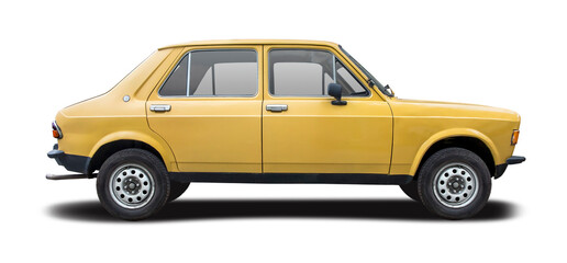 Classic Serbian car side view isolated on transparent background. PNG