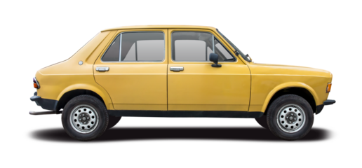 Classic Serbian car side view isolated on transparent background. PNG