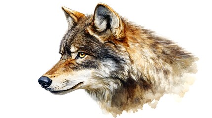 Obraz premium Majestic Wolf Head Clipart Watercolor Art Illustration