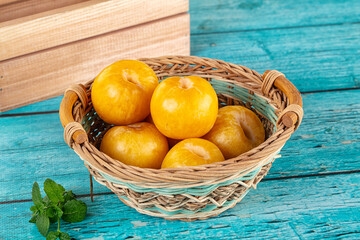 Raw ripe sweet yellow plums