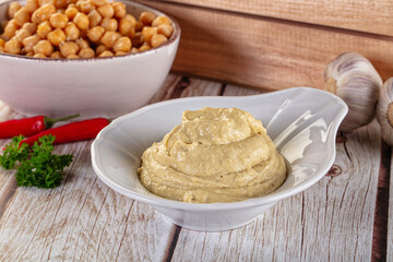 Natural organic homemade chickpea hummus