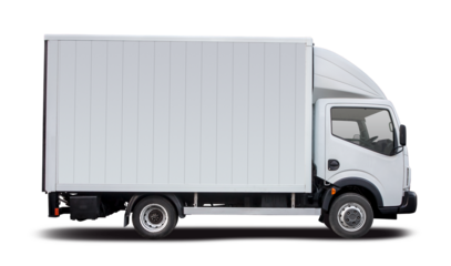 White truck side view isolated on transparent background. PNG
