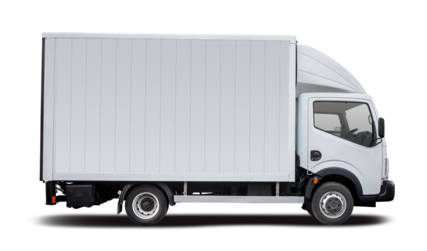 White truck side view isolated on transparent background. PNG
