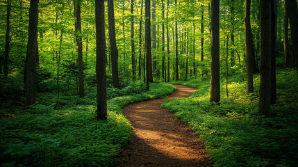 Obraz premium Winding Forest Path Nature Photography