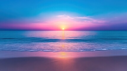 Obraz premium Serene Sunset Over Tropical Ocean Beach