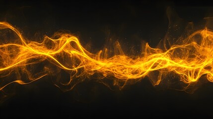 Fototapeta premium Intense Yellow Fire Power Line on Dark Background