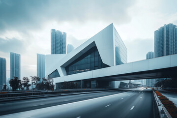Fototapeta premium Modern Architecture with Urban Skyline and Highway