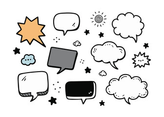 Hand-drawn Comic Speech Bubbles and Design Elements