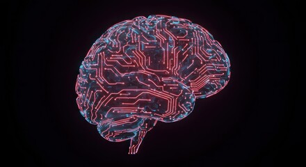 Digital Brain Circuitry with AI Concept.