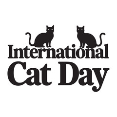 Silhouette International Cat Day vector illustration.