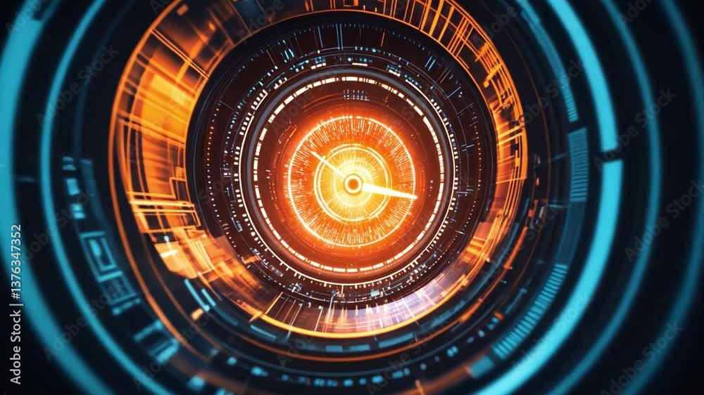 Poster futuristic digital abstract background with glowing circular elements and patterns representing high
