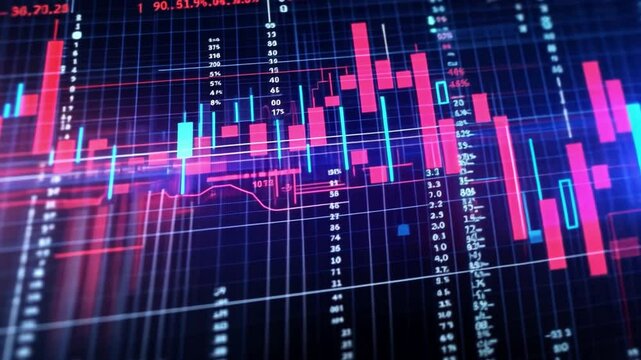 Abstract Data Visualization with Colorful Market Trends and Financial Graphs Highlighting Price Movements in a Modern Digital Interface
