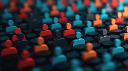 Fototapeta premium Outsourcing and Finance concept. Crowd of colorful figures representing diversity and community.