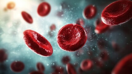 3D red blood cells in bloodstream with floating effect for health and hematology awareness design