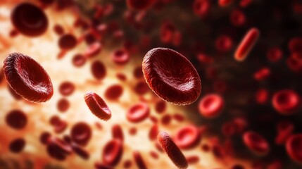 Realistic closeup of red blood cells in circulation for World Blood Cancer Day education and support