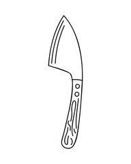 Hard cheese knife. Hand drawn black outline clipart for your projects.