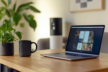 Modern Digital Nomad Lifestyle - Stylish Home Office Photography with Natural Light | Remote Work Essentials & Video Conference Ready Setup
