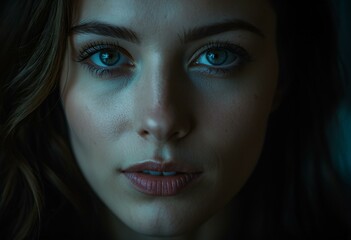 Fototapeta premium A close up of a woman with blue eyes.
